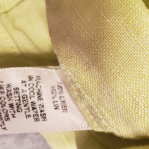 Saks Fifth Avenue 100% Linen Shirt Mens 2XL Yellow Summer Beach Vacation - Picture 6 of 6